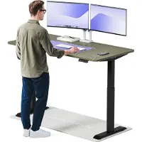 Desktronic HomeOne Elektrisch höhenverstellbarer Schreibtisch 160x80cm Schwarz/Grün mit Memory-Funktion, Anti-Kollisions Technologie, USB-A und USB-C-Ladeanschlüssen