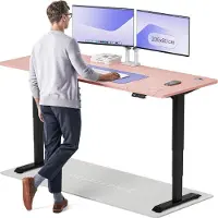 Desktronic HomePro Elektrisch höhenverstellbarer Schreibtisch 200x80cm Schwarz/Rosa mit Memory-Funktion, Anti-Kollisions Technologie, USB-A und USB-C-Ladeanschlüssen