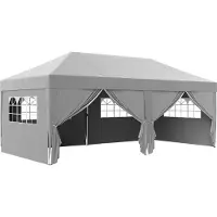 Welikera Pavillon ca. 6x3m Stabil Winterfest Pop-up Faltpavillon mit Fenster Reißverschlusstür Seitenteilen UV Schutz