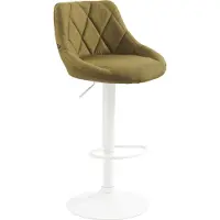 DELUKE Barhocker FALON - Stoff Grün 46x49x83 cm Weiß | Barstuhl Mit Lehne Drehbar Tresenhocker Tresenstuhl Kneipenhocker Kneipenstuhl