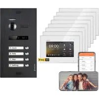Balter EVO HD WiFi Unterputz Schwarz 2-Draht 8x 7" Weiß Video Türsprechanlage Set 4 Familienhaus