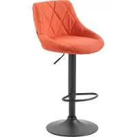DELUKE Barhocker FALON - Stoff Orange 46x49x83 cm Schwarz | Barstuhl Mit Lehne Drehbar Tresenhocker Tresenstuhl Kneipenhocker Kneipenstuhl