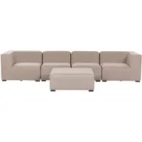 Beliani Lounge Set Beige Polsterbezug Modular 4-teilig Linksseitig Ecksofa mit Ottomane Outdoor u. Indoor für 4 Personen Garten Terrasse Wintergarten