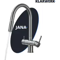 KLARWERK Jana | ausziehbare 3-Wege Armatur Edelstahl Grau matt | Filter Trinkwasser Wasserhahn Küche | Osmose Mischbatterie U-Auslauf 3 Anschlüsse