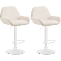 DELUKE Barhocker 2er Set DUBLIN - Creme, Samt, Weiß | Barhocker mit Lehne Barstuhl Tresenhocker Tresenstuhl Kneipenhocker Kneipenstuhl