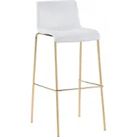 DELUKE Barhocker TENAR - Samt Creme 43x48x100 cm Gold | Barstuhl Mit Lehne Tresenhocker Tresenstuhl Kneipenhocker Kneipenstuhl
