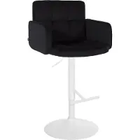 DELUKE Barhocker SUTUN - Samt Schwarz 60x56x93 cm Weiß | Barstuhl Mit Lehne Drehbar Tresenhocker Tresenstuhl Kneipenhocker Kneipenstuhl
