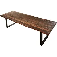 Casa Massiva Esstisch 260x100 cm Ramon, recyceltes Altholz, massiver Esszimmertisch mit Rough Wood Platte 50 mm (25+25 mm aufgedoppelt), Holztisch mit U-Metallgestell Schwarz