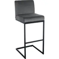 DELUKE Barhocker GANOR - Samt Dunkelgrau 43x53x104 cm | Barstuhl Mit Lehne Tresenhocker Tresenstuhl Kneipenhocker Kneipenstuhl