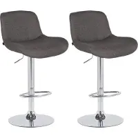 DELUKE 2er Set Barhocker PONOR - Stoff Dunkelgrau 50x50x85 cm Silber | Barstuhl Höhenverstellbar Mit Lehne Drehbar Tresenhocker Tresenstuhl Kneipenhocker