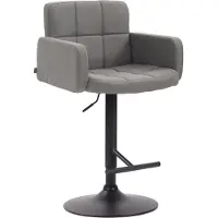 DELUKE Barhocker SUTUN - Stoff Grau 60x56x93 cm Schwarz | Barstuhl Höhenverstellbar Mit Lehne Drehbar Tresenhocker Tresenstuhl Kneipenhocker Kneipenstuhl