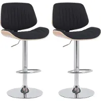 CLP 2er Set Barhocker Clawson Stoffbezug Bugholz höhenverstellbar und drehbar natur/schwarz Gestell Farbe chrom