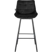 DELUKE 4er Set Barhocker VISEN - Samt Schwarz 49x56x105 cm | Barstuhl Mit Lehne Drehbar Tresenhocker Tresenstuhl Kneipenhocker Kneipenstuhl