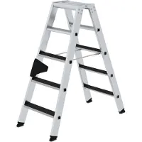 MUNK Günzburger Steigtechnik Stufen-Stehleiter beidseitig begehbar mit clip-step R13 2x5 Stufen