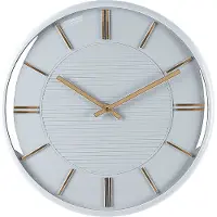 Beliani Wanduhr Weiß ø 34 cm Rund Ohne Ziffern Glamourös Modern Hängende Wanddekoration für Wohnzimmer Esszimmer Flur