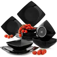 Konsimo Tafelservice EPIRI für 6 Personen (18el) Spülmaschinen und Mikrowellengeeignet, Schwarz, Keramik, MODERN, 25x25|21x21|17x17cm
