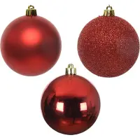 Décoris Weihnachtsdekoration Kunststoff Mix Ø 8 cm Weihnachten rot (rood)