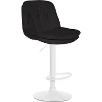 DELUKE Barhocker MITUN - Stoff Schwarz 46x54x92 cm Weiß | Barstuhl Höhenverstellbar Mit Lehne Drehbar Tresenhocker Tresenstuhl Kneipenhocker Kneipenstuhl