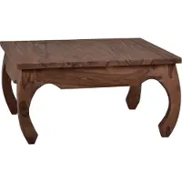 MiaMöbel Couchtisch Colombo 60x60 cm Kolonialstil Massivholz Teak Dunkelbraun