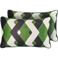 Beliani Gartenkissen 2er Set Mehrfarbig Polyester ZickZack-Muster Rechteckig 30x50 cm Wasserabweisend Dekokissen mit Füllung für Garten Terrasse Balkon