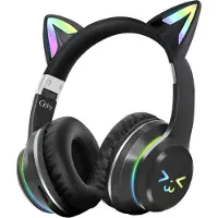 Avizar , Bluetooth Kopfhörer Leuchtende Katzenohren, Schwarz