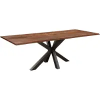 Casa Massiva Baumkantentisch 280 x 100 cm Spyro, Akazienholz nussbaumfarben & massiv, Esszimmertisch mit mattschwarzem Spider-Metallgestell, Platte 26 mm