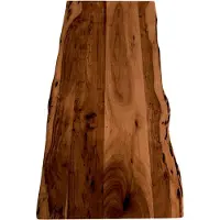 Casa Massiva Holzplatte 140x60 cm Curt, Tischplatte aus Akazienholz massiv + nussbaumfarben, Baumkanten-Platte für Heimwerker, geeignet für Arbeitsplatten, Tische & Fensterbretter