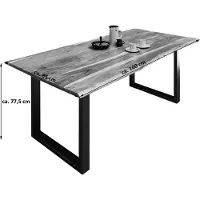 Casa Massiva Esszimmertisch 160x85 cm Milo, echte Baumkante, naturfarben, massiver Esstisch aus Akazienholz, Metallbeine Schwarz, Baumkantentisch