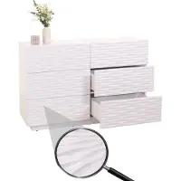 Mendler Kommode MCW-M52, Schrank Sideboard, 3D-Design Schubladen Push-to-open, 81x120x42cm Hochglanz weiß