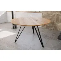 Casa Massiva Runder Esstisch 90 cm Dream, Eichenholz geölt, Esszimmertisch mit Schweizer Kante, Hairpin-Gestell Eisen schwarz, massiver Holztisch, Tischplatte 26mm
