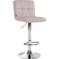 CLP Barhocker Peru Samtbezug höhenverstellbar drehbar mit Rückenlehne rosa Gestell Farbe chrom