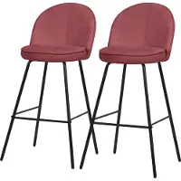 ML-Design Barhocker 2er Set Rot Stoffbezug 75 cm hoch Gepolsterte Barstühle mit Metallgestell Rückenlehne & Fußstütze Küchenstühle Bistrohocker