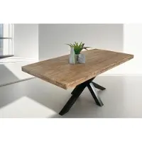 Casa Massiva Esstisch 140 x 80 cm Rio, Esszimmertisch naturfarben, Mangoholz massiv, Spider-Gestell aus Metall schwarz, gerade Kanten