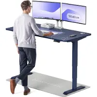 Desktronic HomePro Elektrisch höhenverstellbarer Schreibtisch 160x80cm Blau/Blau mit Memory-Funktion, Anti-Kollisions Technologie, USB-A und USB-C-Ladeanschlüssen