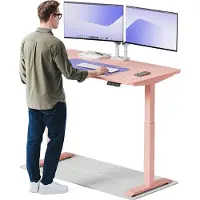 Desktronic HomeOne Elektrisch höhenverstellbarer Schreibtisch 140x70cm Rosa/Rosa mit Memory-Funktion, Anti-Kollisions Technologie, USB-A und USB-C-Ladeanschlüssen