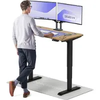 Desktronic HomePro Elektrisch höhenverstellbarer Schreibtisch 120x60cm Massive Eiche/Schwarzmit Memory-Funktion, Anti-Kollisions Technologie, USB-A und USB-C-Ladeanschlüssen