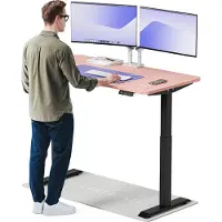 Desktronic HomeOne Elektrisch höhenverstellbarer Schreibtisch 140x70cm Schwarz/Rosa mit Memory-Funktion, Anti-Kollisions Technologie, USB-A und USB-C-Ladeanschlüssen