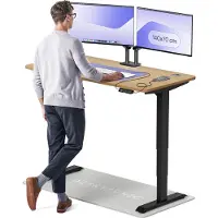 Desktronic HomePro Elektrisch höhenverstellbarer Schreibtisch 140x70cm Massive Eiche/Schwarzmit Memory-Funktion, Anti-Kollisions Technologie, USB-A und USB-C-Ladeanschlüssen