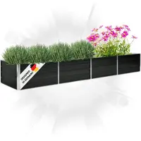 DELUKE Hochbeet für Garten OSKAR Anthrazit | 320x80x45cm | Verzinkter Stahl | Wetterfest | Gartenbeet Kräuterbeet Blumenbeet Beet hoch Frühbeet für Garten Gemüsebeet