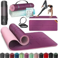Kesser Gymnastikmatte Yogamatte TPE 183x61cm, rutschfest & gepolstert, inkl. Tragegurt