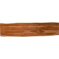 Casa Massiva Holzplatte 180x40 cm Louisa, Tischplatte aus Akazienholz massiv + nussbaumfarben, Baumkanten-Platte für Heimwerker, geeignet für Arbeitsplatten, Tische & Fensterbretter