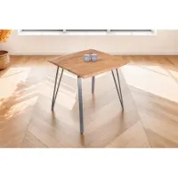 Casa Massiva Baumkantentisch 90x90 cm Celia, Akazienholz naturfarben + massiv, echte Baumkante, Esstisch aus Massivholz, Esszimmertisch mit Metallgestell Silber