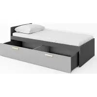 Furniture24 Bett Pok PO13/PO15 Jugendbett 90 x 200 cm mit Federkernmatratze und Große Bettkasten, Kinder und Jugendzimmer