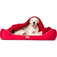 Tierlando Orthopädisches Hundebett RUDOLPH inkl. Schonbezug mit Hundedecke - Größe: 100x90cm | Farbe: 04 Dunkelrot