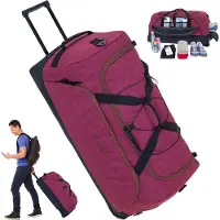 Elephant Reisetrolley Reisetasche Travel Trolley Cruiser 100-135 Liter Dehnfalte Wäsche + Schuhfach flach verstaubar Reise Tasche 13031 Rot Bordeaux