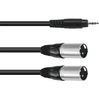 Omnitronic Adapterkabel 3,5 Klinke/2xXLR(M) 3m sw