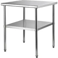 StarTech.com Kommerzieller Edelstahltisch - 76,2 x 76,2 x 91,4 cm - Zweilagiger Edelstahl-Arbeitstisch - Gastro-Set - 226 kg+136 kg Kapazität - Gewerblicher Küchentisch - Zubereitungstisch Küchenmöbel