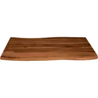 Casa Massiva Holzplatte 80x60 cm Tom, Tischplatte aus Akazienholz massiv + nussbaumfarben, Baumkanten-Platte für Heimwerker, geeignet für Arbeitsplatten, Tische & Fensterbretter
