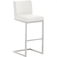 DELUKE Barhocker COBAS - Kunstleder Weiß 42x48x104 cm | Barstuhl Mit Lehne Tresenhocker Tresenstuhl Kneipenhocker Kneipenstuhl