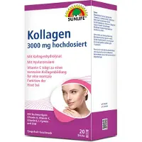 SUNLIFE Kollagen-Hyaluronsäure-Vitamin C Sticks 3000 mg 20 St Pulver